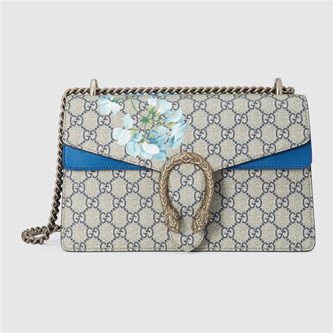 gucci dionysus blooms blue beige gg supreme shoulder bag handbag|gucci dionysus denim bag.